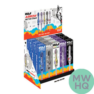 Wulf Mods Arrow Nectar Collector Dab Straw - 6 Inches - Assorted Colors - Display of 15