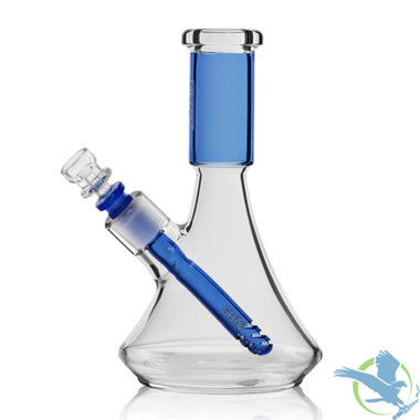 GRAV Small Deco Beaker Bong Water Pipe With Diffused Downstem - 300 Grams - 6.5 Inches - Light Cobalt