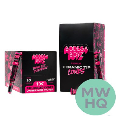 Bodega Boyz Party Pre-Rolled Cones With Ceramic Tip - 1ct Tube - Display of 50 Tubes