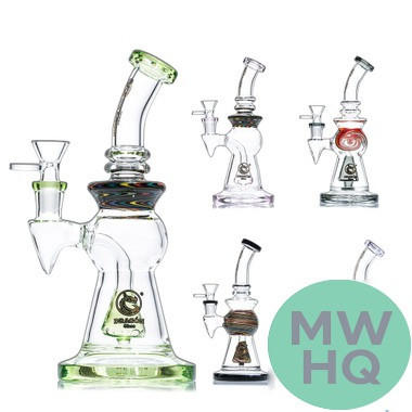Dragon Glass Wig Wag Swirl Water Pipe With Thick Base - 390 Grams - 9 Inches - Assorted Colors [DGE-459]
