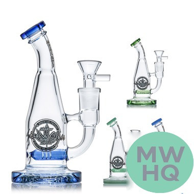 Shadow Glass Water Pipe Thick Base With Inline Perc - 240 Grams - 7 Inches - Assorted Colors [SGE-164]