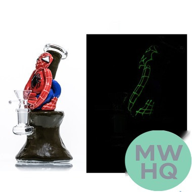 Dragon Glass Super Hero Mini Water Pipe Bong Glow In The Dark - 280 Grams - 7 Inches - Assorted Colors [DGE-272]