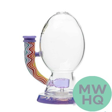 Calibear Wig Wag Big Oval Egg Glass Water Pipe Dab Rig With Seed of Life Perc - 330 Grams - 6 Inches [GB128-WW]