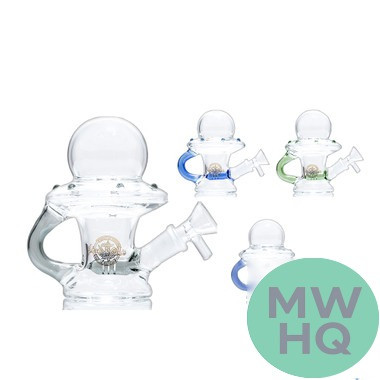 Shadow Glass Water Pipe UFO Themed Bubbler With Inline Perc - 230 Grams - 5 Inches - Assorted Colors [SGE-166]