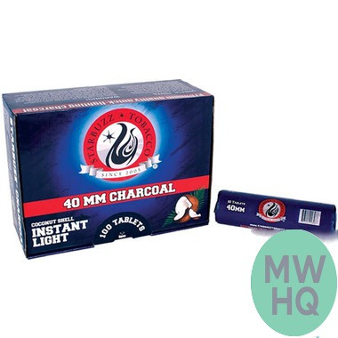 Starbuzz Charcoal 40mm Coconut Shell Instant Light Charcoal - 100 Tablets