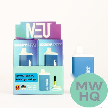 Neu Covert PUSH 650mAh Variable Voltage 510 Thread Rechargeable Cartridge Battery - Display of 6