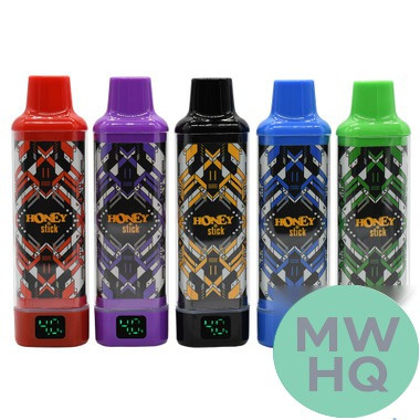 HoneyStick Stick Concealer 400mAh Digital LED Voltage Display 510 Vape Battery - Assorted Colors - Display of 15