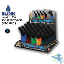 Blink Mini Frosted Twisted Torch Butane Gas Lighter - Assorted Colors - Display of 20 [11730]