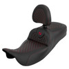 Saddlemen Road Sofa Dragon Scale Extended Reach Colored Stitch Seat - Harley-Davidson FLHR/FLHT/FLHX/FLTR Touring (2008-2025) (With Backrest)