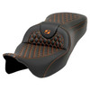 Saddlemen Road Sofa Honeycomb Stitch Extended Reach Colored Stitch Seat - Harley-Davidson FLHR/FLHT/FLHX/FLTR Touring (2008-2025)