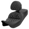 Saddlemen Road Sofa Lattice Stitch Carbon Fiber Look Seat - Harley-Davidson FLHR/FLHT/FLHX/FLTR Touring (2008-2024) (With Backrest)