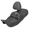 Saddlemen Road Sofa Honeycomb Stitch Extended Reach Colored Stitch Seat - Harley-Davidson FLHR/FLHT/FLHX/FLTR Touring (2008-2025) (With Backrest)