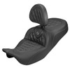 Saddlemen Road Sofa Lattice Stitch Carbon Fiber Look Colored Stitch Seat - Harley-Davidson FLHR/FLHT/FLHX/FLTR Touring (2008-2024) (With Backrest)