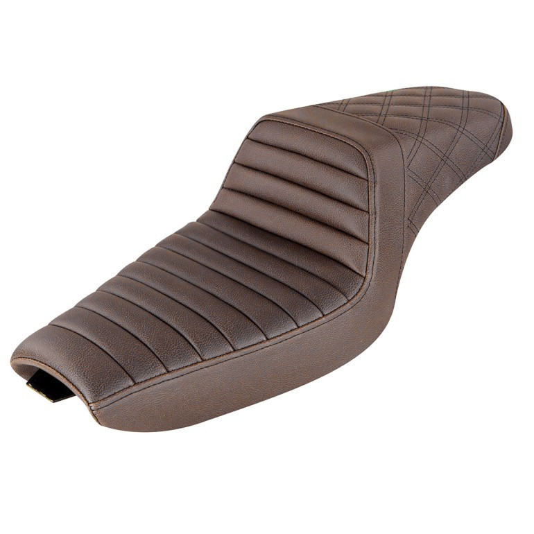 Saddlemen Step-Up Brown Tuck & Roll and Lattice Stitch Seat - Harley-Davidson XL Sportster 4.5 Gal Tank (2004-2020)