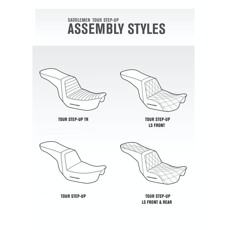 Saddlemen Tour Step-Up Tuck & Roll Seat - Harley-Davidson FLHR/FLHT/FLHX/FLTR Touring (2008-2025)