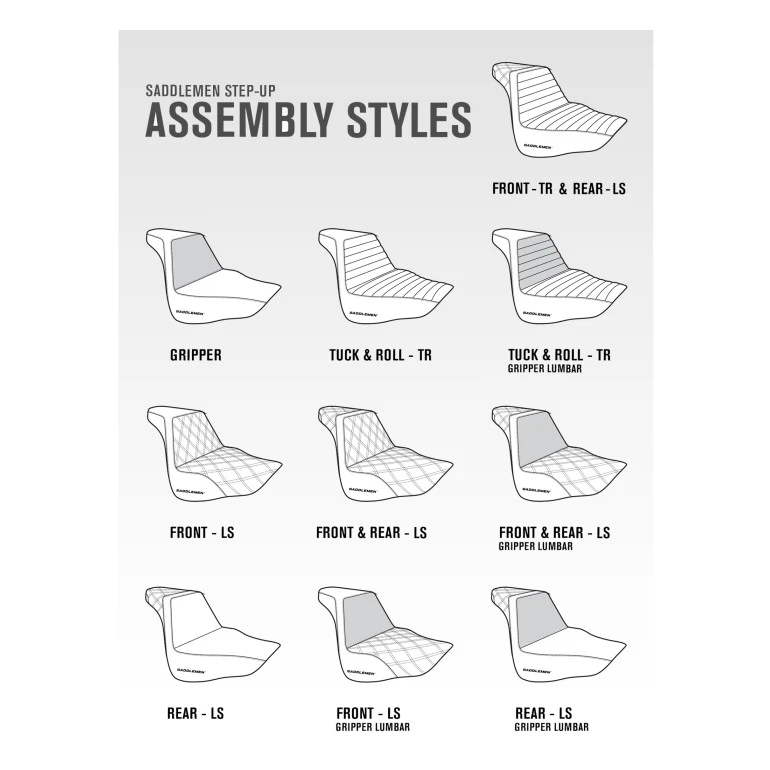 Saddlemen Step-Up Brown Rear Lattice Stitch Seat - Harley-Davidson FLHR/FLHT/FLHX/FLTR Touring (2008-2025)