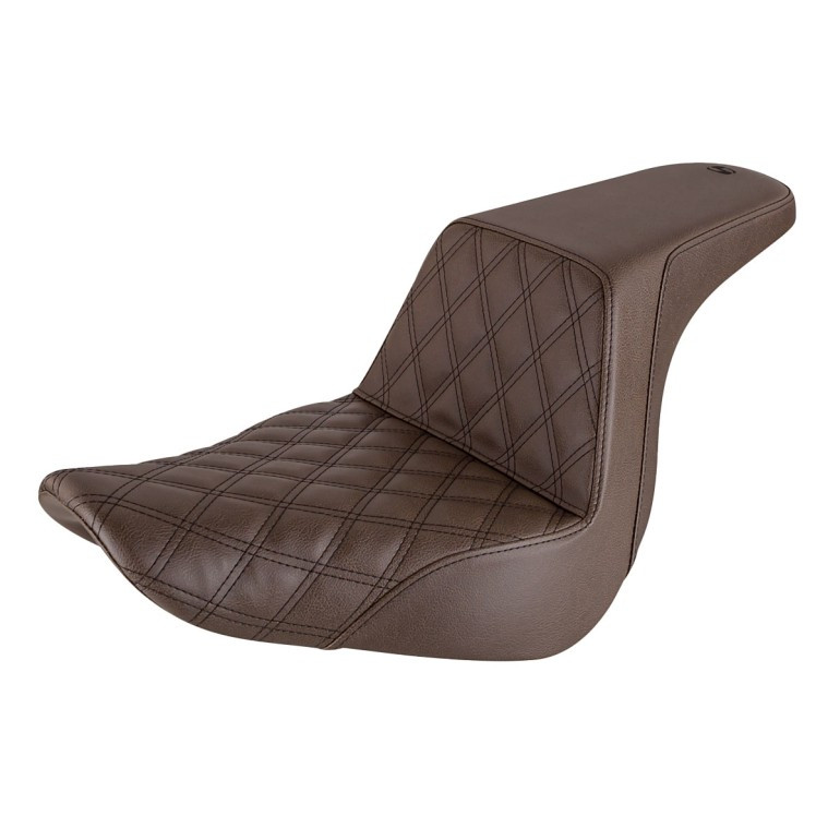 Saddlemen Step-Up Brown Front Lattice Stitch Seat - Harley-Davidson Low Rider FXLR/FXLRS/FXLRST/Sport Glide FLSB (2018-2026)