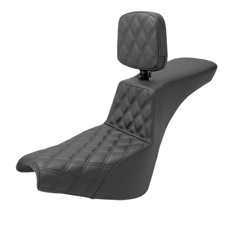 Saddlemen Tour Step-Up Front Lattice Stitch Seat - Harley-Davidson Street Bob FXBB/FXBBS/Standard FXST (2018-2026) (With Backrest)