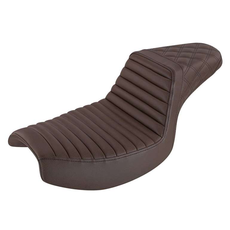 Saddlemen Step-Up Brown Tuck & Roll and Lattice Stitch Seat - Harley-Davidson FXR (1982-2000)