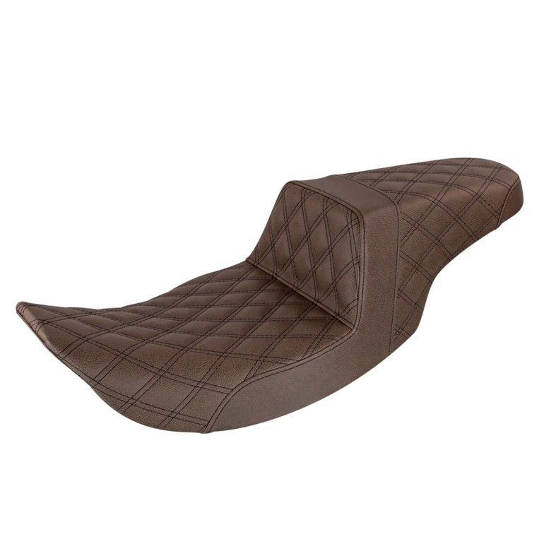 Saddlemen Step-Up Brown Front & Rear Lattice Stitch Seat - Harley-Davidson FLHR/FLHX Touring (1997-2007)