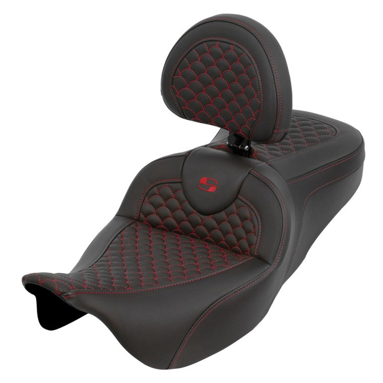 Saddlemen Road Sofa Dragon Scale Colored Stitch Seat - Harley-Davidson FLHR/FLHT/FLHX/FLTR Touring (2008-2024)