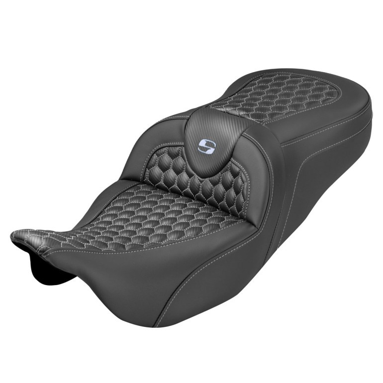 Saddlemen Road Sofa Honeycomb Stitch Colored Stitch Seat - Harley-Davidson FLHR/FLHT/FLHX/FLTR Touring (2008-2025)