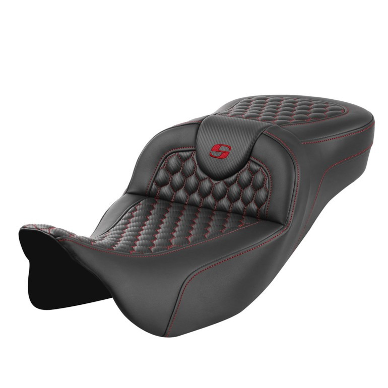 Saddlemen Road Sofa Honeycomb Stitch Extended Reach Colored Stitch Seat - Harley-Davidson FLHR/FLHT/FLHX/FLTR Touring (2008-2025)
