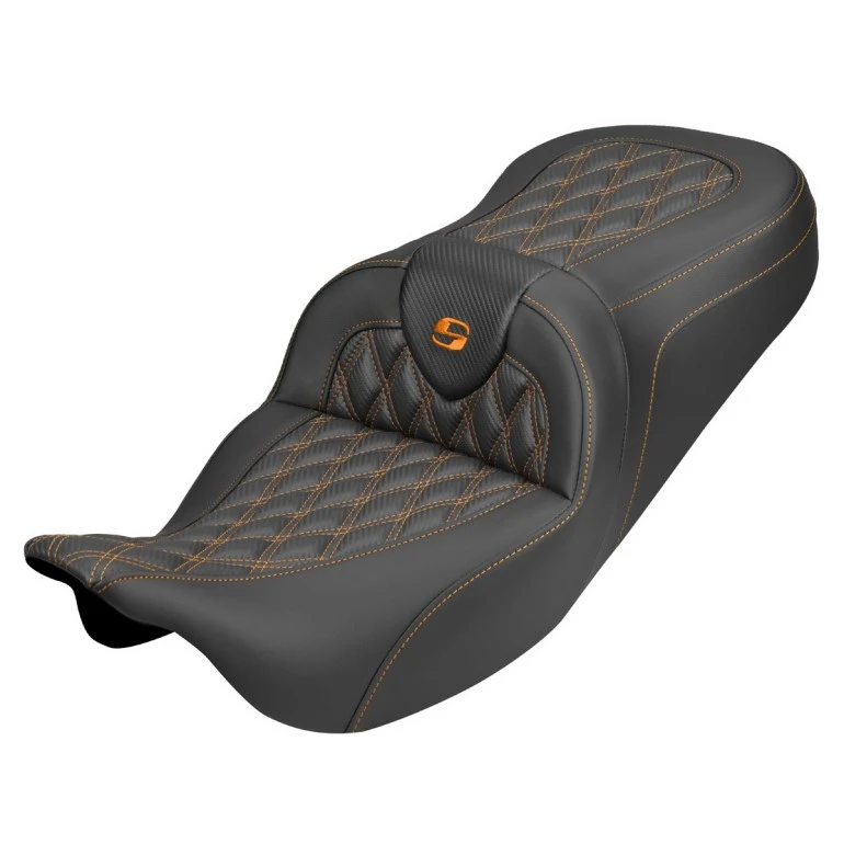 Saddlemen Road Sofa Lattice Stitch Carbon Fiber Look Colored Stitch Seat - Harley-Davidson FLHR/FLHT/FLHX/FLTR Touring (2008-2024)