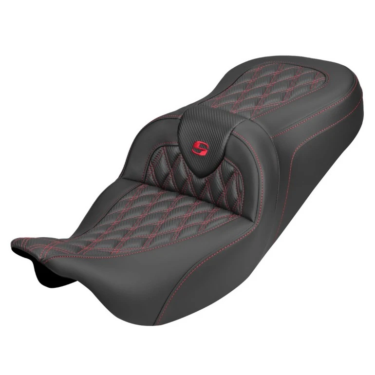 Saddlemen Road Sofa Lattice Stitch Carbon Fiber Look Colored Stitch Seat - Harley-Davidson FLHR/FLHT/FLHX/FLTR Touring (2008-2024)