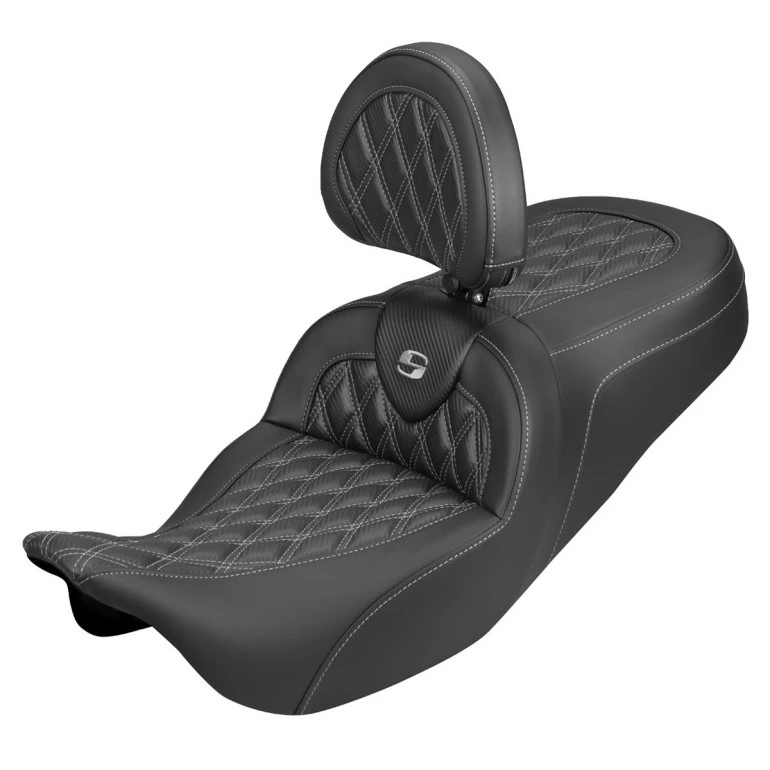 Saddlemen Road Sofa Lattice Stitch Carbon Fiber Look Colored Stitch Seat - Harley-Davidson FLHR/FLHT/FLHX/FLTR Touring (2008-2024)