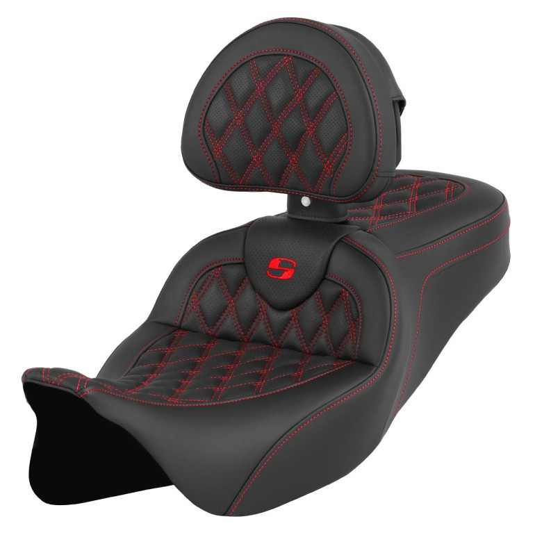 Saddlemen Road Sofa Lattice Stitch Colored Stitch Seat - Harley-Davidson FLHR/FLHT/FLHX/FLTR Touring (2008-2025)