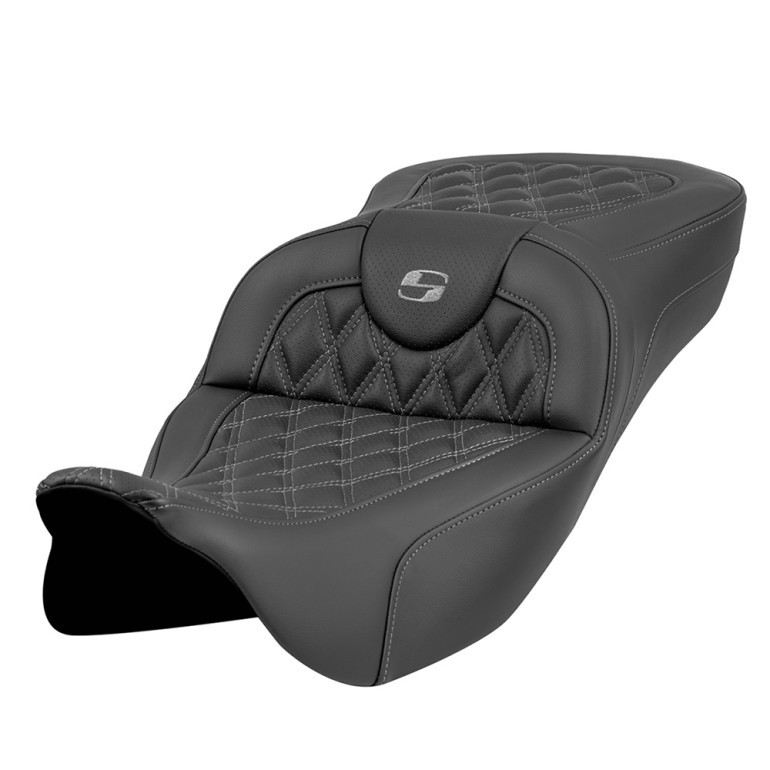 Saddlemen Road Sofa Lattice Stitch Extended Reach Colored Stitch Seat - Harley-Davidson FLHR/FLHT/FLHX/FLTR Touring (2008-2025)