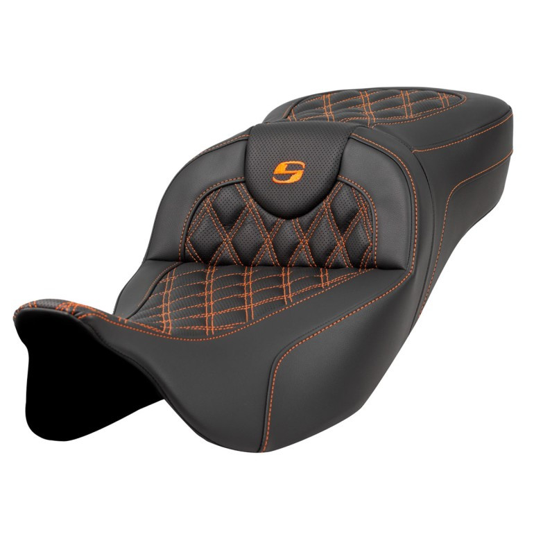 Saddlemen Road Sofa Lattice Stitch Extended Reach Colored Stitch Seat - Harley-Davidson FLHR/FLHT/FLHX/FLTR Touring (2008-2025)