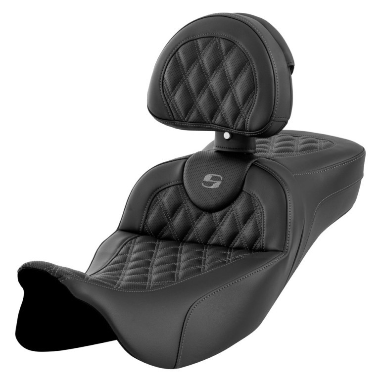 Saddlemen Road Sofa Lattice Stitch Extended Reach Colored Stitch Seat - Harley-Davidson FLHR/FLHT/FLHX/FLTR Touring (2008-2025)