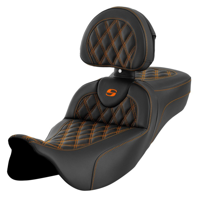 Saddlemen Road Sofa Lattice Stitch Extended Reach Colored Stitch Seat - Harley-Davidson FLHR/FLHT/FLHX/FLTR Touring (2008-2025)