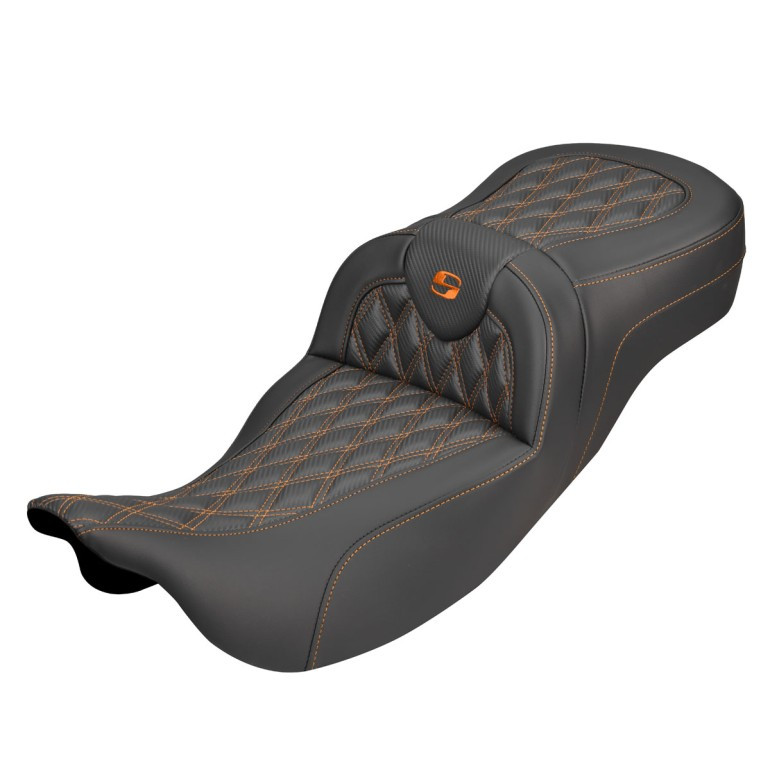 Saddlemen Road Sofa Lattice Stitch Extended Reach Colored Stitch Seat - Harley-Davidson FLHR/FLHT/FLHX/FLTR Touring (2008-2025)