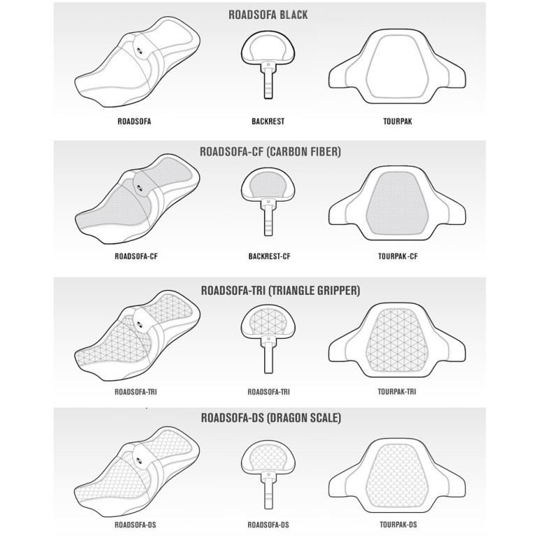 Saddlemen Road Sofa Tri-Gripper Seat - Harley-Davidson FLHR/FLHT/FLHX/FLTR Touring (2008-2025)
