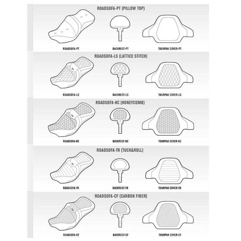 Saddlemen Road Sofa Tuck & Roll Extended Reach Seat - Harley-Davidson FLHR/FLHT/FLHX/FLTR Touring (2008-2025)