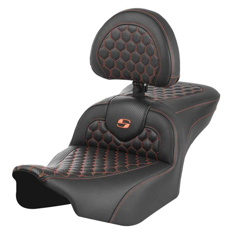 Saddlemen Road Sofa Honeycomb Stitch Colored Stitch Seat - Harley-Davidson Road Glide/Street Glide/CVO Road Glide/CVO Street Glide (2023-2026)
