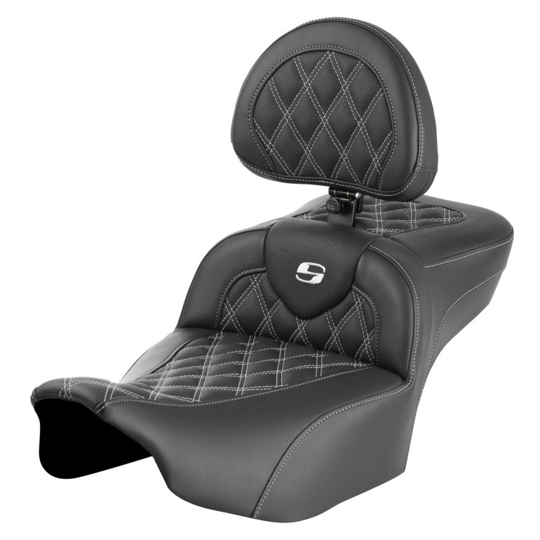 Saddlemen Road Sofa Lattice Stitch Extended Reach Colored Stitch Seat - Harley-Davidson Road Glide/Street Glide/CVO Road Glide/CVO Street Glide (2023-2026)