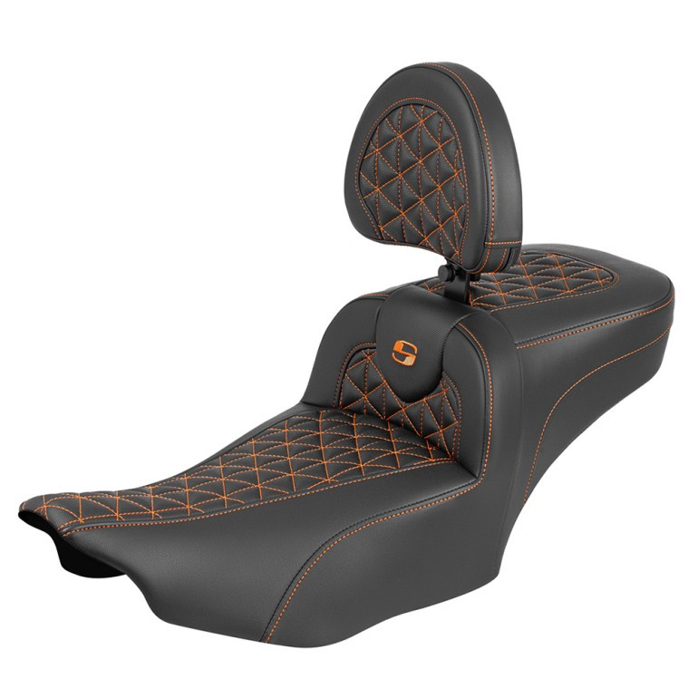 Saddlemen Road Sofa Tri-Gripper Extended Reach Colored Stitch Seat - Harley-Davidson Road Glide/Street Glide/CVO Road Glide/CVO Street Glide (2023-2026) (With Backrest)