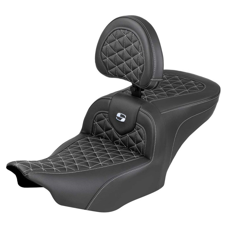 Saddlemen Road Sofa Tri-Gripper Extended Reach Colored Stitch Seat - Harley-Davidson Road Glide/Street Glide/CVO Road Glide/CVO Street Glide (2023-2026) (With Backrest)