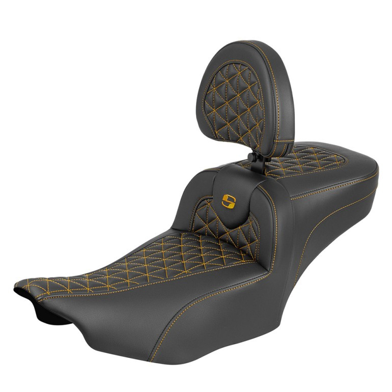 Saddlemen Road Sofa Tri-Gripper Extended Reach Colored Stitch Seat - Harley-Davidson Road Glide/Street Glide/CVO Road Glide/CVO Street Glide (2023-2026) (With Backrest)