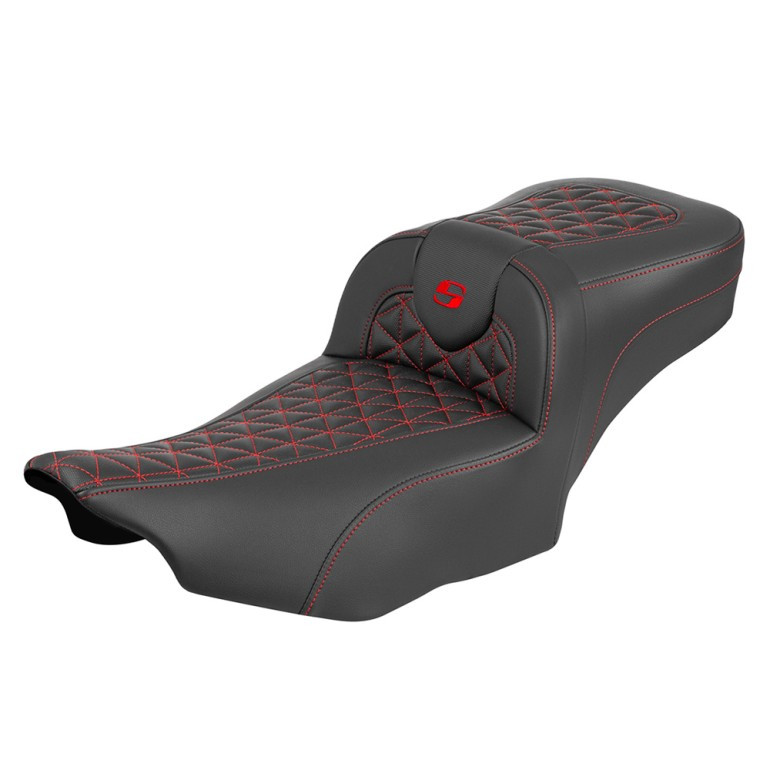 Saddlemen Road Sofa Tri-Gripper Extended Reach Colored Stitch Seat - Harley-Davidson Road Glide/Street Glide/CVO Road Glide/CVO Street Glide (2023-2026)