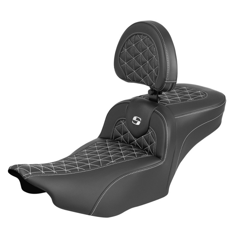 Saddlemen Road Sofa Tri-Gripper Extended Reach Colored Stitch Seat - Harley-Davidson Road Glide/Street Glide/CVO Road Glide/CVO Street Glide (2023-2026)
