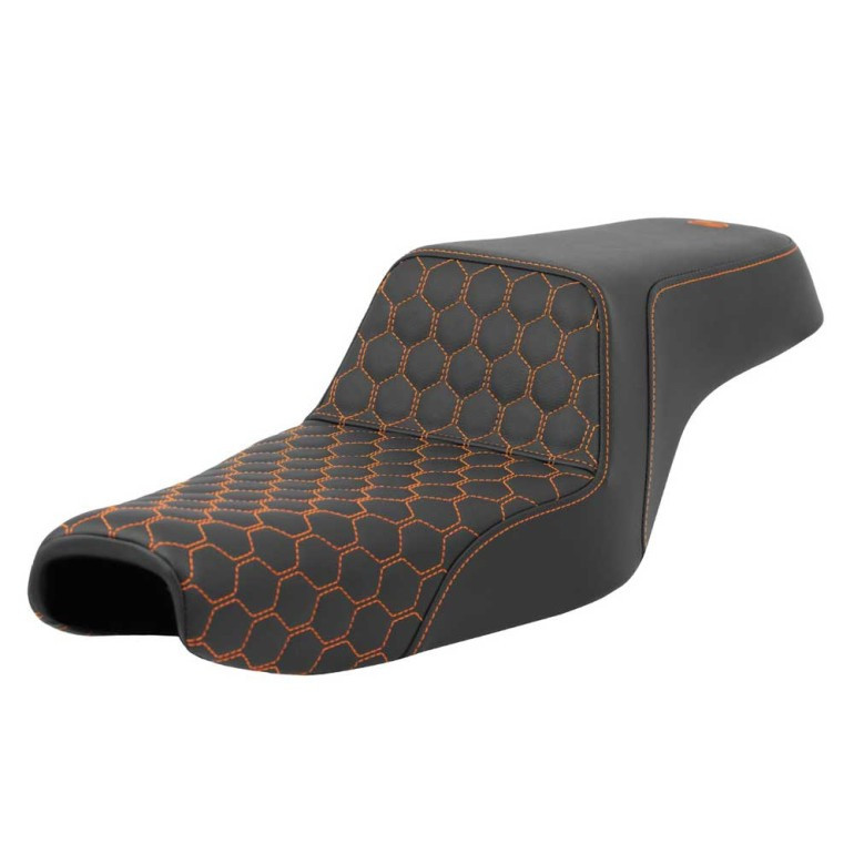 Saddlemen Step-Up Honeycomb Stitch Colored Stitch Seat - Harley-Davidson Sportster 3.3 Gal Tank/Forty-Eight (2004-2022)