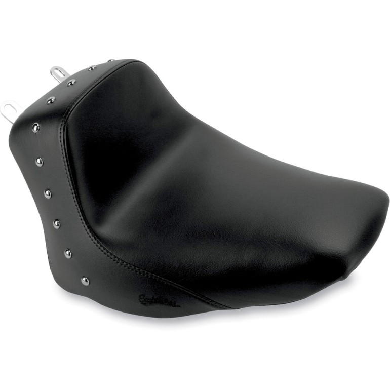 Saddlemen Renegade Heels Down Solo Seat with Chrome Studs - Harley-Davidson FLSTN Softail Deluxe (2006-2017)