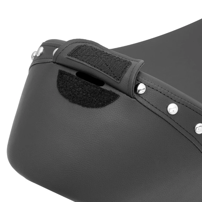 Saddlemen Renegade Heels Down Solo Seat with Chrome Studs and Driver's Backrest - Harley-Davidson Sportster 3.3 Gal Tank/Forty-Eight (2004-2022)