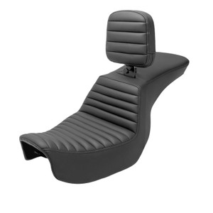Saddlemen Tour Step-Up Tuck & Roll Seat - Harley-Davidson FXD/FXDWG/FLD Dyna (2006-2017) (With Backrest)