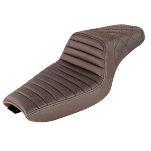 Saddlemen Step-Up Brown Tuck & Roll and Lattice Stitch Seat - Harley-Davidson XL Sportster 4.5 Gal Tank (2004-2020)